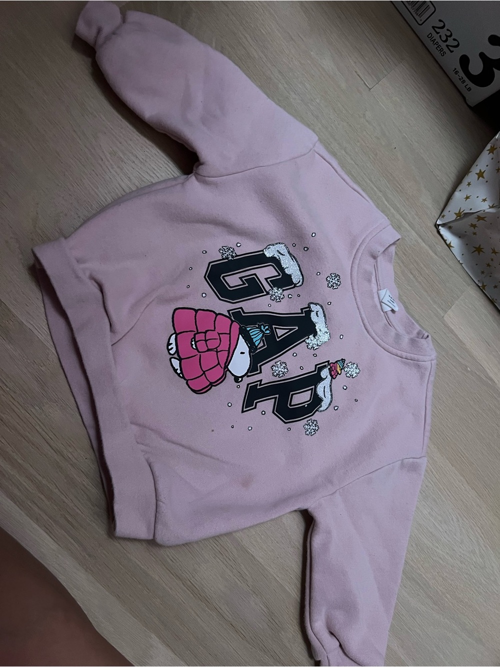 GAP Pink Girls Crewneck Sweatshirt with Winter Graphic